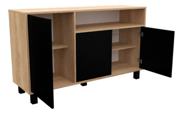 Vajillero Con Puertas Bahiut Doors Mosconi Color Nebraska Natural Fr Negro