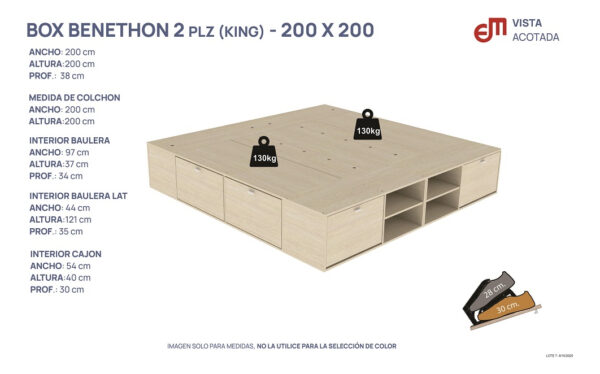 Base Box Para Sommier 2.00 X 2.00, Cajones, Zapatero, Baul