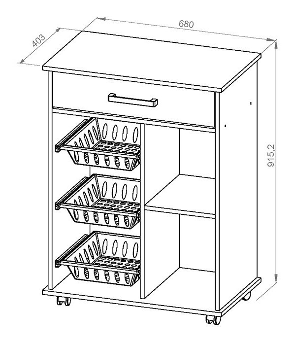 Mueble Frutero Organizador- C- Puerta, Estante Y Cajon Mfc70