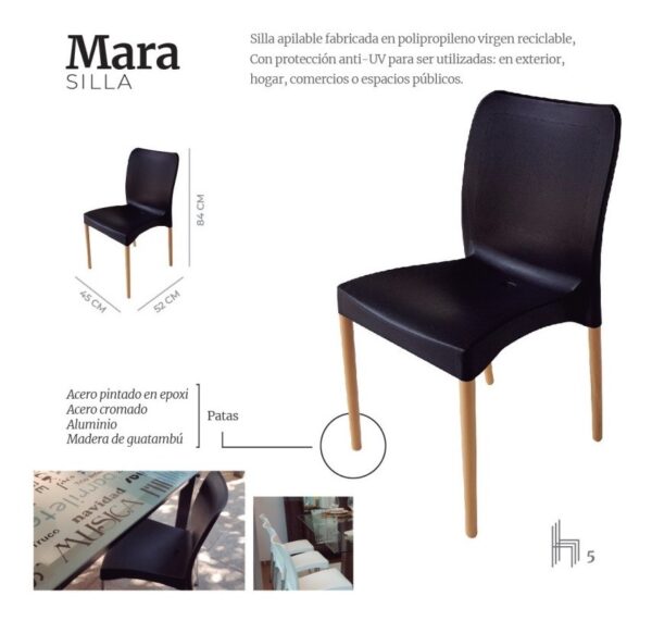 Silla Cocina Comedor. Casco Pvc- Patas De Madera- Mara