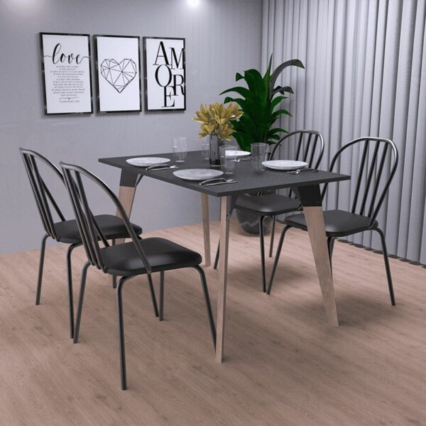 Mesa Fija Rectangular Oslo 140 X 82- Tapa Blanca Base Roble