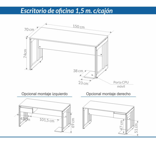 Escritorio P- Oficina Base D Melamina 1.50 X 0.70 7912- 7201