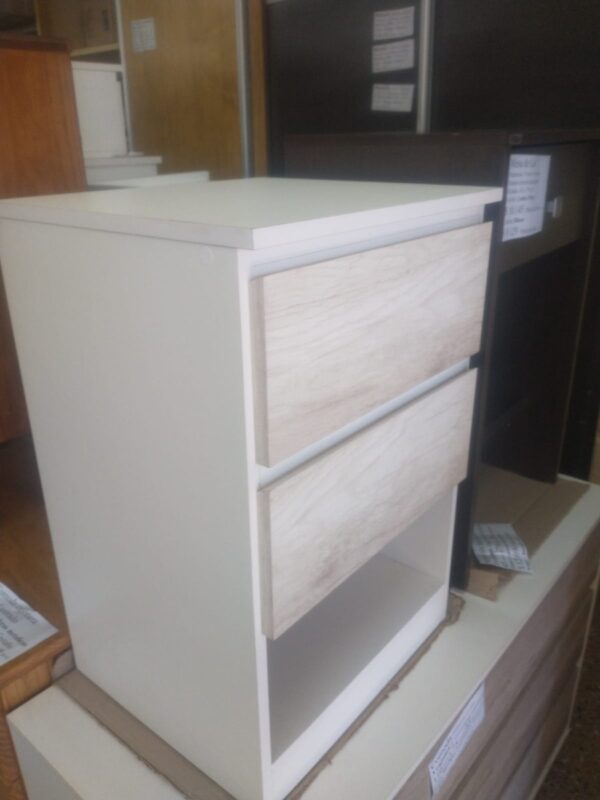 Mesa De Luz Para Sommier- 2 Cajones Corred. Met 64 X 42 X 38