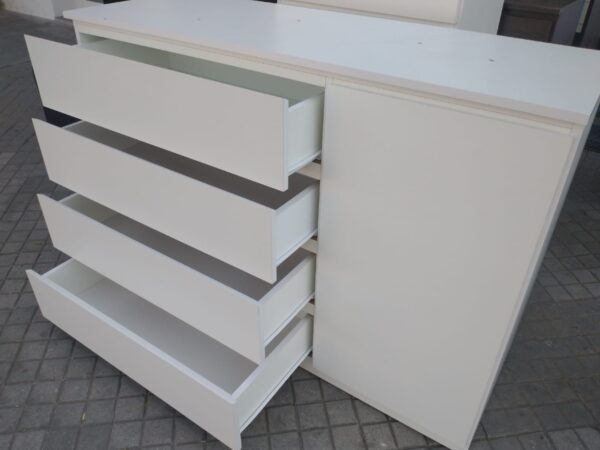 Comoda Cajonera- 4 Cajones- 1 Puerta 120 X 85-44 - Melamina
