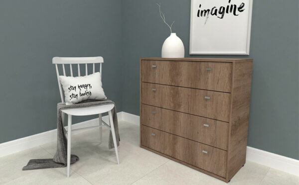 Comoda Cajonera Chifonier 4 Cajones 90 X 92 X 47. Nature