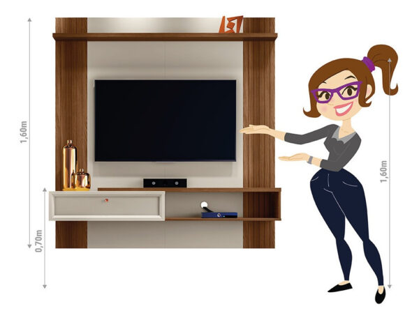 Panel De Tv Pitanga Linea Brasil De Hasta 60 Pulgadas, Color Freijó/blanco Roto Freijó/off White