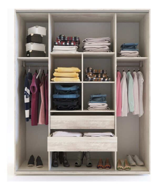 Ropero 4 Puertas (2 Corredizas). 2 Cajones Int. Duo 01