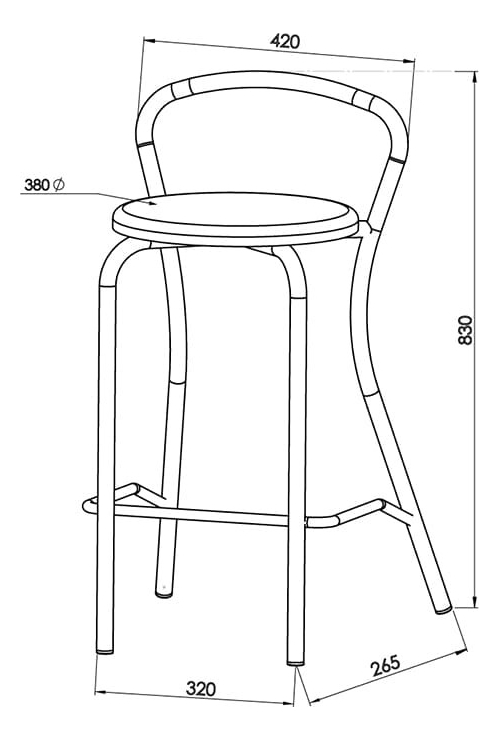 Banqueta Taburete Alto. Con Respaldo De Caño Bml 017