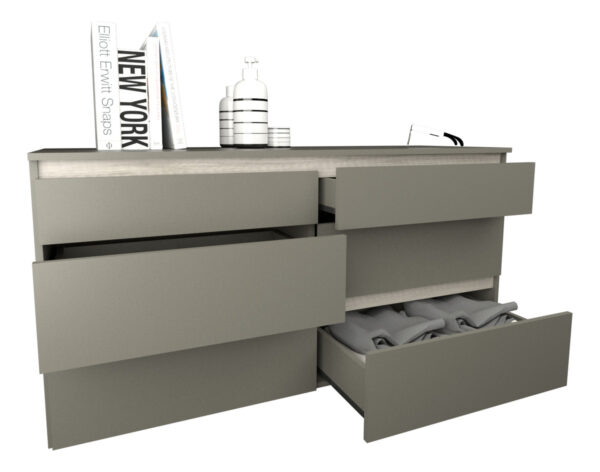 D_687879-MLA89109287266_082025-F.jpg Cómoda Cajonera Chifonier Dormitorio 6 Cajones Color Gris