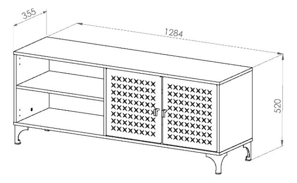 D_688392-MLU75858805049_042024-F.jpg Mueble Para Tv Rack Modular Living Industrial Negro 2 Puertas 1 Estante Abierto Melamina Patas De Hierro Diseño Moderno Línea Soho Rps130 Dielfe
