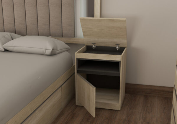 Mesa De Luz Para Sommier Kyomu C/ Secreter Y Cerradura