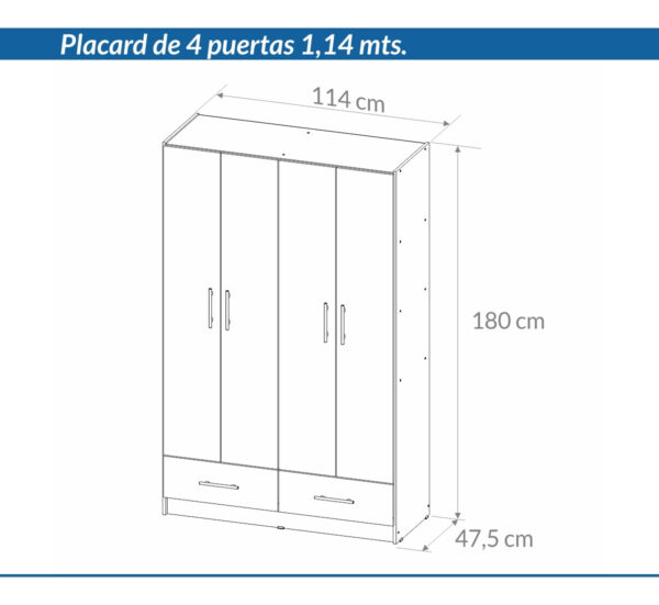D_690532-MLA85728685258_062025-F.jpg Placard Ropero 4 Puertas, 2 Cajones 1.14- 1.80- 0.47 Dpb 114