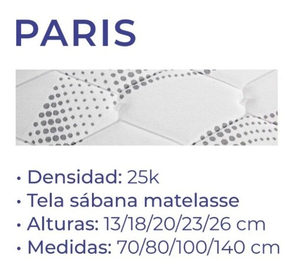 Colchon Espuma 1 Plaza 80cm Tela Sabana Matelaseado Paris 80-20