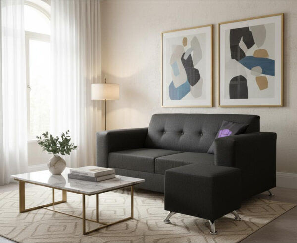 Sillón Living Recto 2 Cuerpos + Cubo- Aixa- Chenille