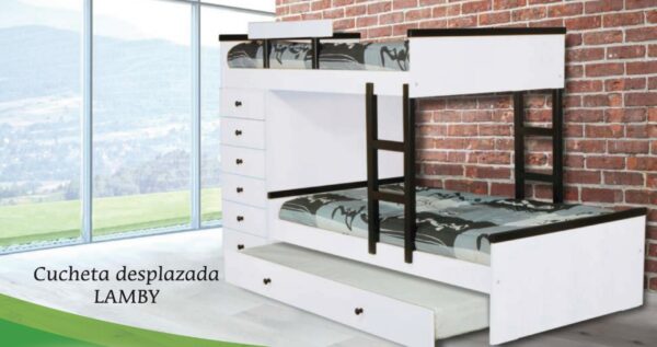 Cucheta Desplazada Lamby Con Cajonera 6 Cajones- Carro Cama