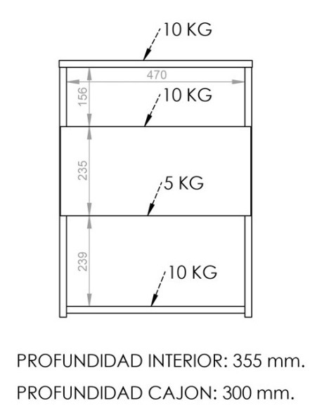 Espectacular Mesa De Luz 1 Cajon C- Correderas- 1 Espacio