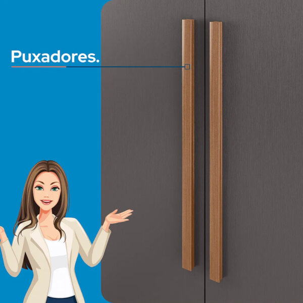 Armario Santos Andeira Master Master, Nuevo Color Jatobá/grafito Con 8 Puertas, Espejo Y Patas Jatobá/grafite