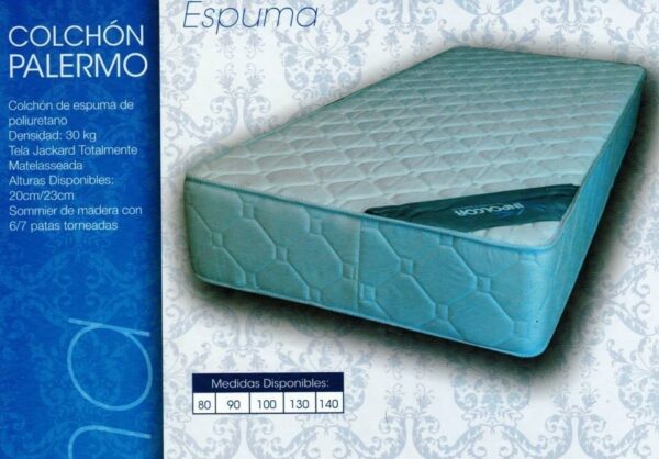 Conjunto Sommier Espuma Alta Densidad- Palermo 80 X 23 X 190