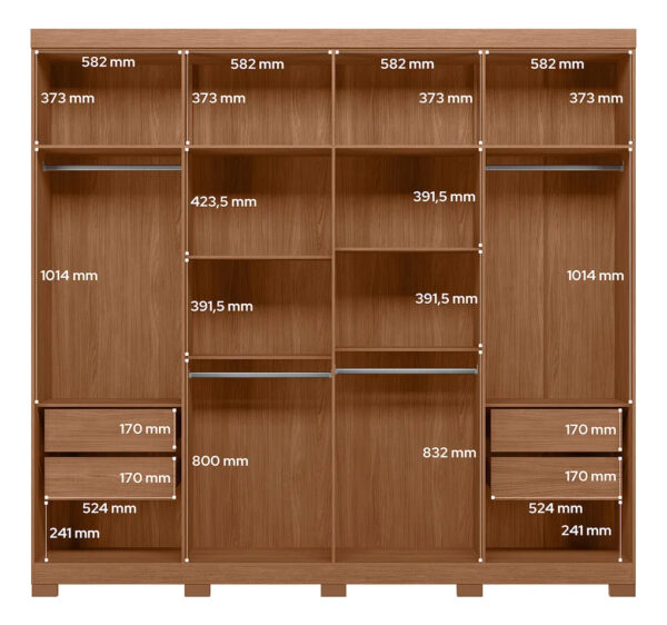 Armario Santos Andeira Master Master, Nuevo Color Jatobá/grafito Con 8 Puertas, Espejo Y Patas Jatobá/grafite