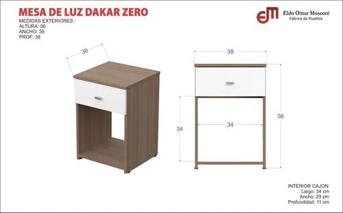 Mesa De Luz 1 Cajon, Espacio- 38 X 56 X 38- Cod. 56866