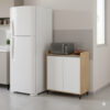 Mueble Auxiliar Cocina Bajo Portamicroondas Organizador Guardado Alacena 90 Cm Doble Puerta Estantes Patas Elevadas Moderno Roble Kendal Blanco Multiuso Hogar Cocina Aucb900 Dielfe Blanco Y Roble
