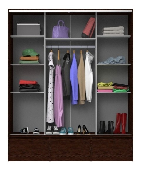 Ropero Placard Organizador- 2 Ptas Corred. 3 Caj. Pc-180