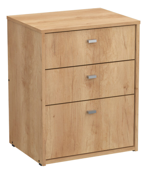 Mesa De Luz Mosconi Nature | 3 Cajones C/ Correderas Metálicas | 64x51 Cm | Nebraska Natural