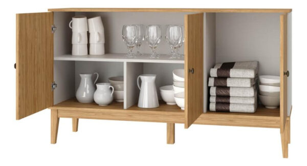 Aparador Buffet Con 3 Puertas Mel Off White Mdp 134 X 38 X 77 Cm M