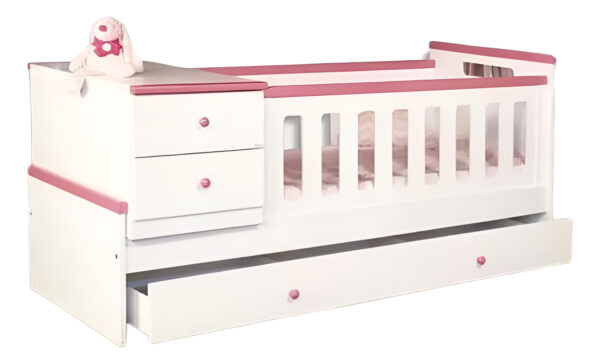 Cama Cuna Funcional Rocio Con Carro-. Mdf Laqueado Cod. 204