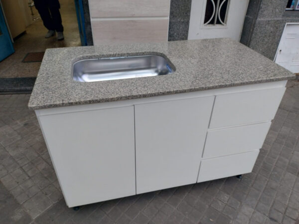 Bajo Mesada 120 X 57 X 82 Mdf 15 Mm- Con Mesada Marmol Sint