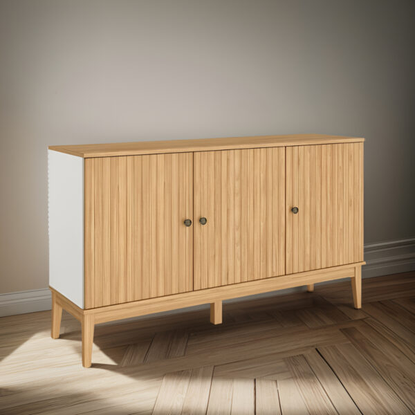 Aparador Buffet Con 3 Puertas Mel Off White Mdp 134 X 38 X 77 Cm M