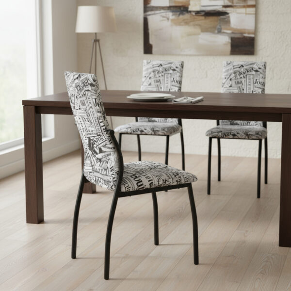 Juego 6 Sillas Praga Caño Pintado Negro, Tapiz. En Ecocuero