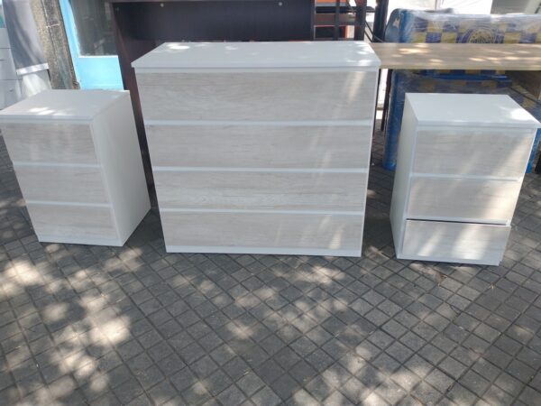 Cómoda Chifonier 90 Cm 4 Cajones + 2 Mesas De Luz 3 Cajones