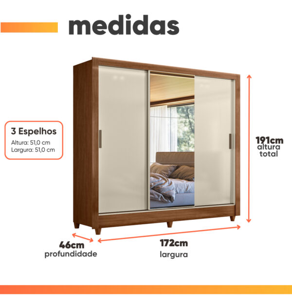 Armario Con Espejo Doble, 3 Puertas Y 2 Cajones França Andeira, Madera, Color Blanco Roto Placard Y Maleteros Maderado Blanco Apagado