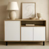Vajillero Bahiut Aparador 3 Puertas Mueble Comedor 130 Cms Color Nebraska Natural / Blanco
