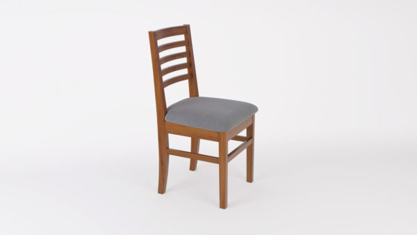 Silla Pacifico. Pino Lustrada. Asiento Tapizado Respaldo Mad