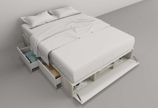 Base Box P- Sommier 160 X 200- 4 Cajones- Estantes- Cod 6443