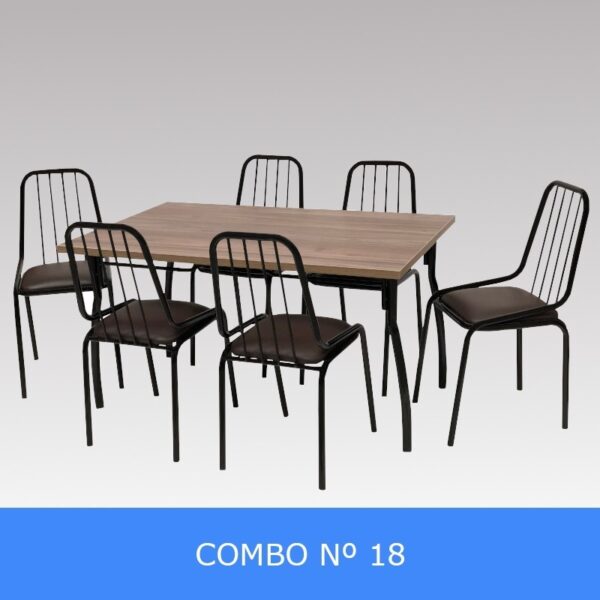 Combo Cocina Comedor Mesa Melamina 140 + 6 Sillas Amelia C18