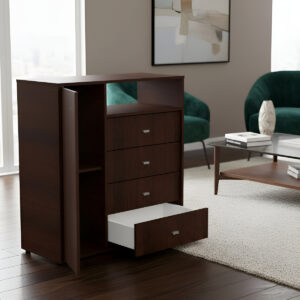 D_729412-MLA95498300987_102025-F.jpg Chiffonier Cajonera Comoda 1 Puerta 4 Cajones Melamina Color Marrón Oscuro(wengue)