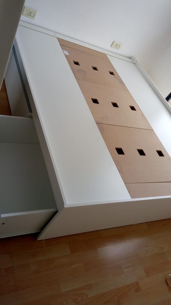 Cama Base Box Para Sommier- 140 X 190- 4 Cajones 2 Puertas
