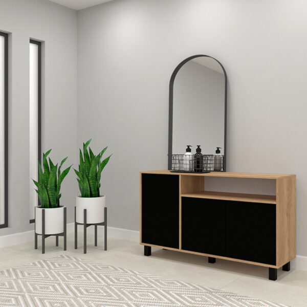 Vajillero Con Puertas Bahiut Doors Mosconi Color Nebraska Natural Fr Negro