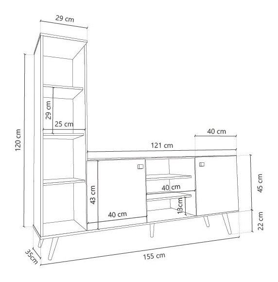 Rack Mesa Para Tv Led 55 Escandinava Dl 883- C- Columna
