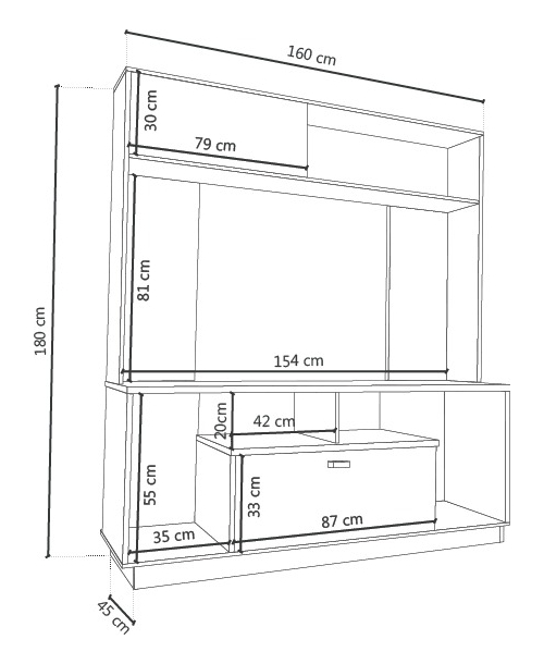 D_732488-MLA72649328986_112023-F.jpg Modular Rack Para- Tv Led 65 . Londres Dl 860- 180-160-45