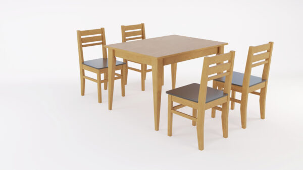 Mesa Comedor Escandinava 1.20 X 90 + 4 Sillas Atlantic- Pino