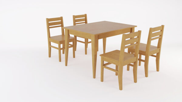 Mesa Comedor Escandinava 1.20 X 90 + 4 Sillas Atlantic- Pino