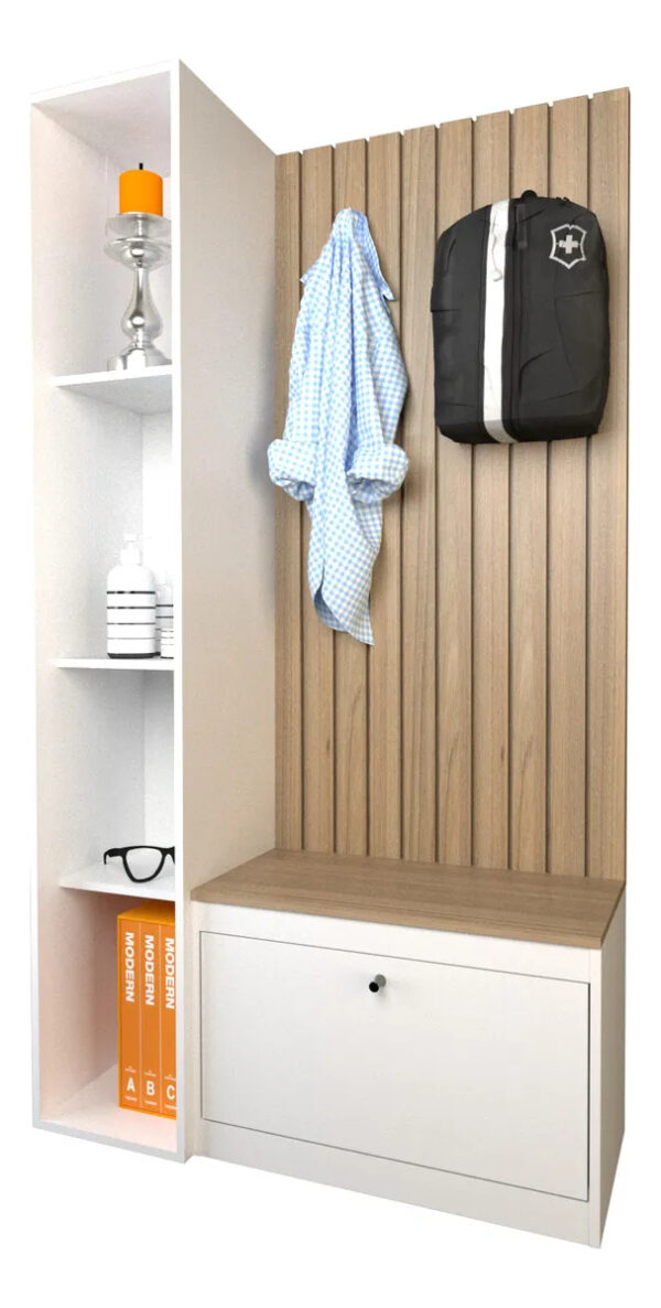 Recibidor Alto Funcional Con Columna Con Zapatero 4019