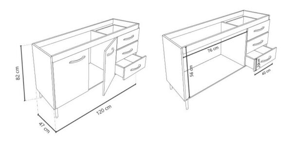 Combo Cocina Bajo Mesada+ Alacena 1.20 Mts. Dl 612-622