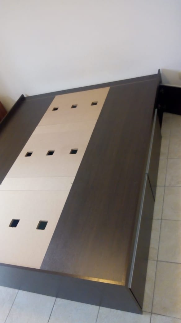 Cama Base Box Para Sommier- 140 X 190- 4 Cajones 2 Puertas