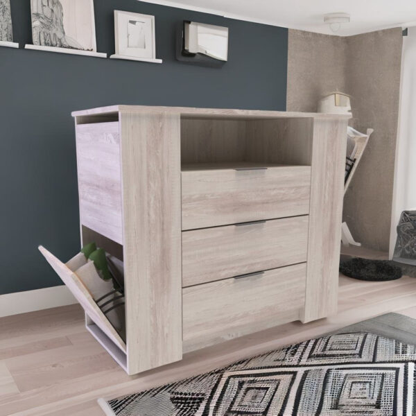 Comoda Zapatero- 3 Cajones- 4 Zapatero Laterales Dld 04