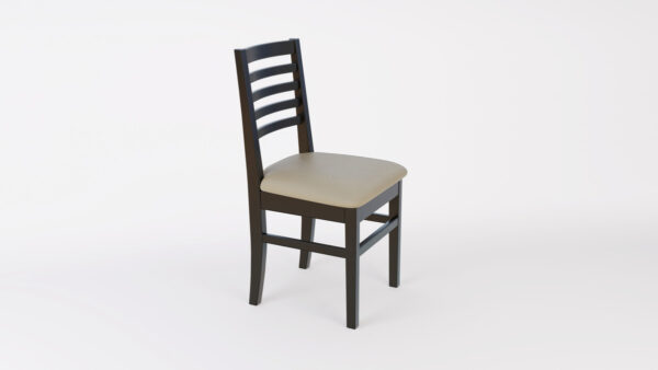 Silla Pacifico. Pino Lustrada. Asiento Tapizado Respaldo Mad